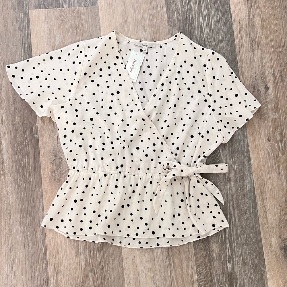Polka Dot Wrap Top